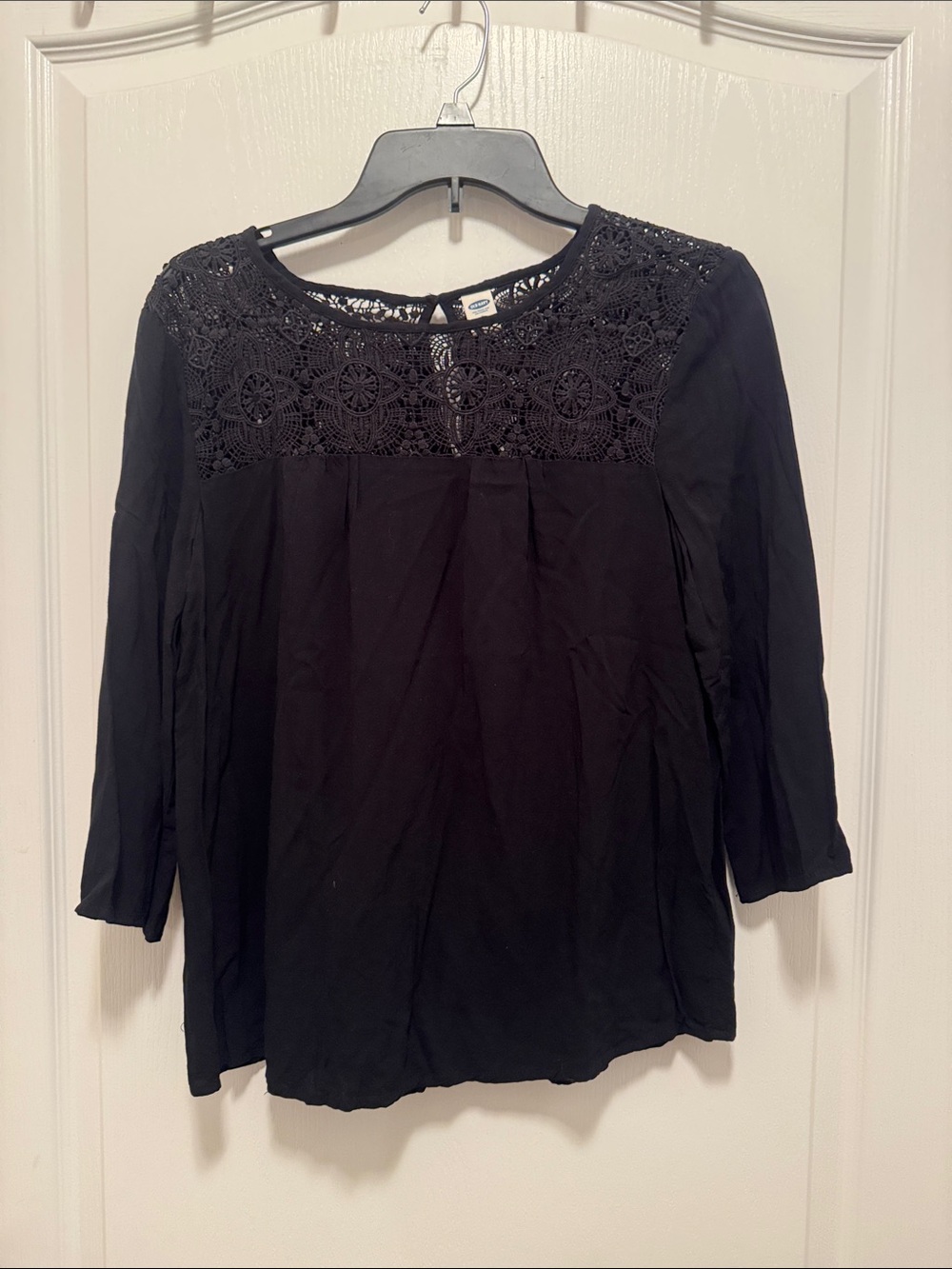 Old Navy Black Crochet Yoke Blouse - Women’s Size SP